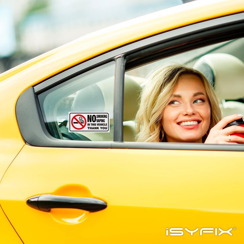 iSYFIX No Smoking No Vaping for Vehicles Stickers - 6 Pack 3x1.5 inch - Premium Vinyl, Labels, Laminated for Ultimate UV, Weather, Scratch, Water & Fade Resistance, Indoor & Outdoor - Image 4